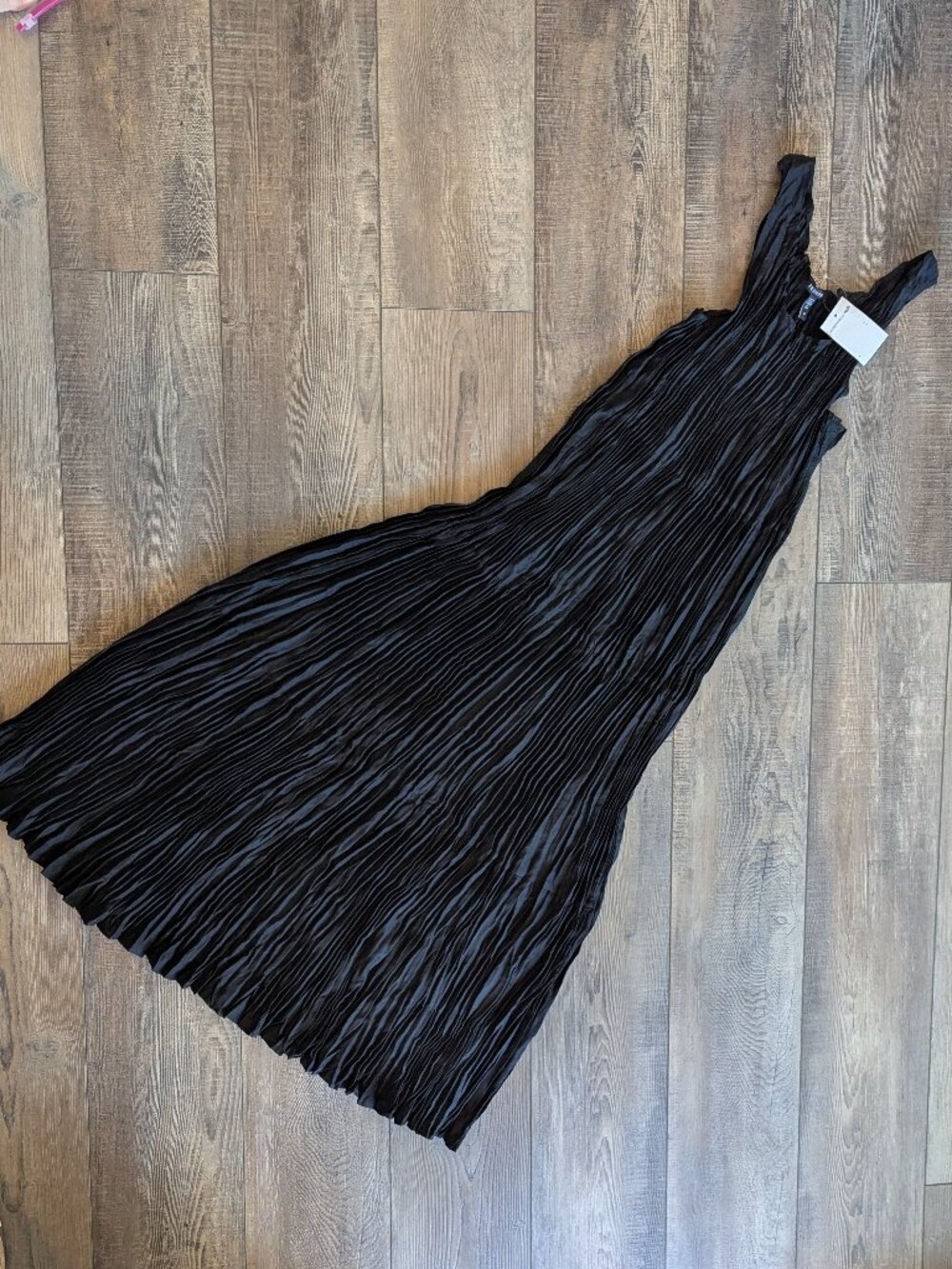 NWT Eileen Fisher Women's Crushed Silk Tiered Maxi Dress Black L Travel Luxury - Picture 3 of 8
